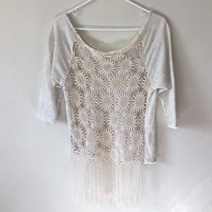 Urban Outfitters (Staring at Stars) Cream Crochet Back Top